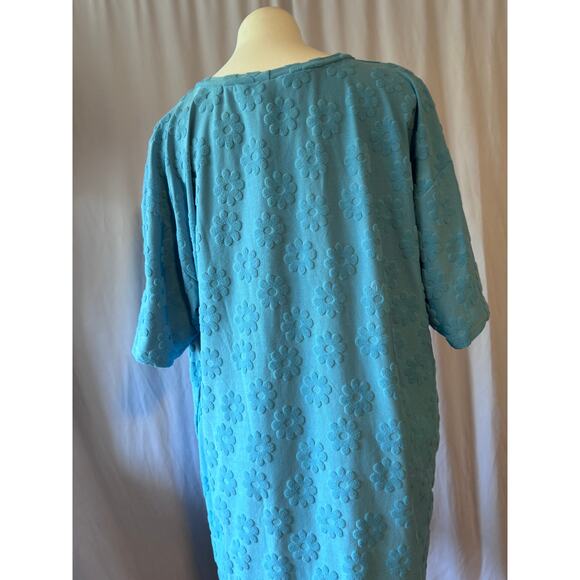 Olly & Beth Blue Flower Terry-Cloth Dress - Large - Picture 5 of 8
